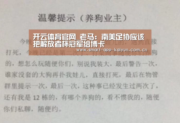 开云体育官网_老马:南美足协应该把解放者杯冠军给博卡(图1) 开云官网导航